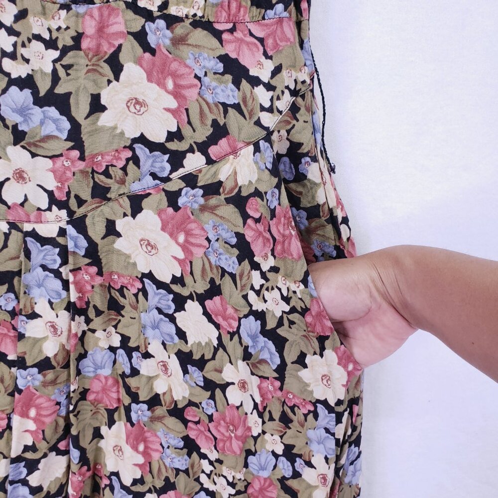 Vintage ED Michaels Melanie Drucker Floral Tea Midi A-line Cottagecore Dress - Picture 9 of 16